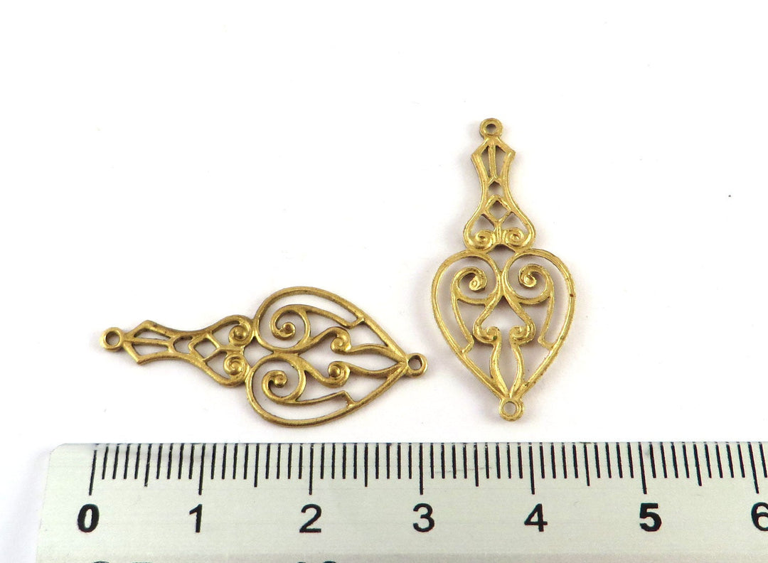 2x Connecteur filigrane goutte Art Nouveau (14mmx31mm) V-131