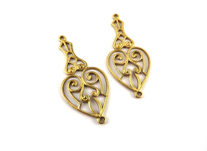 2x Connecteur filigrane goutte Art Nouveau (14mmx31mm) V-131