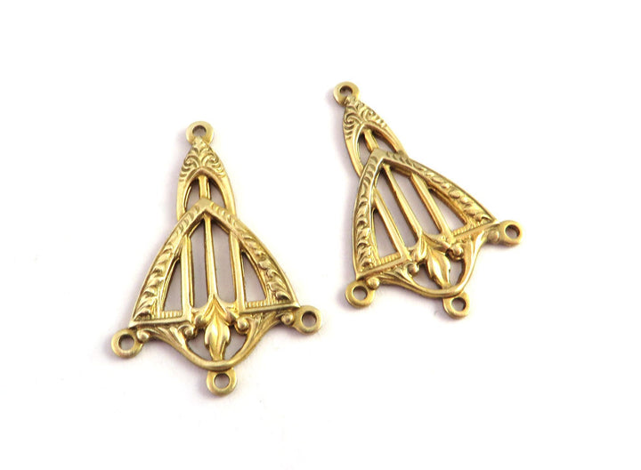 2x Connecteur chandelier triangle goutte Art Nouveau (18mm x 27mm) V-136