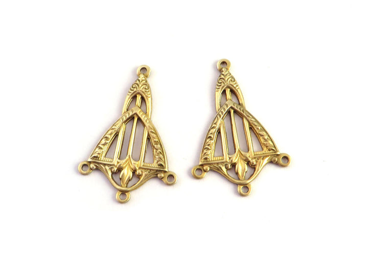 2x Connecteur chandelier triangle goutte Art Nouveau (18mm x 27mm) V-136
