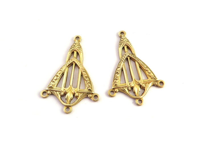 2x Connecteur chandelier triangle goutte Art Nouveau (18mm x 27mm) V-136