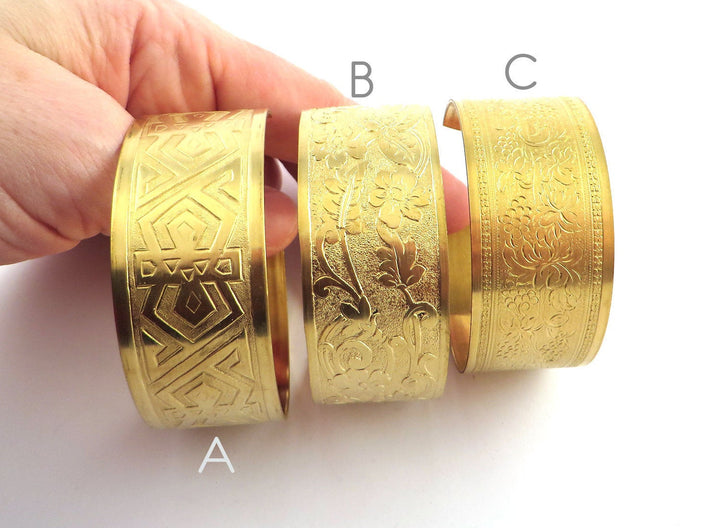 1x Bracelet manchette réglable vintage 25mm (3 designs)