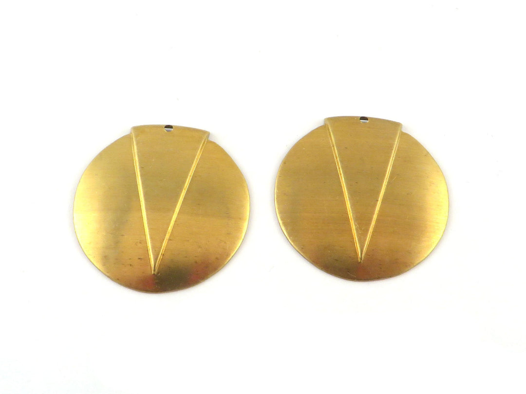 2x Breloque disque et triangle bombé Art déco (28mm) PV-268