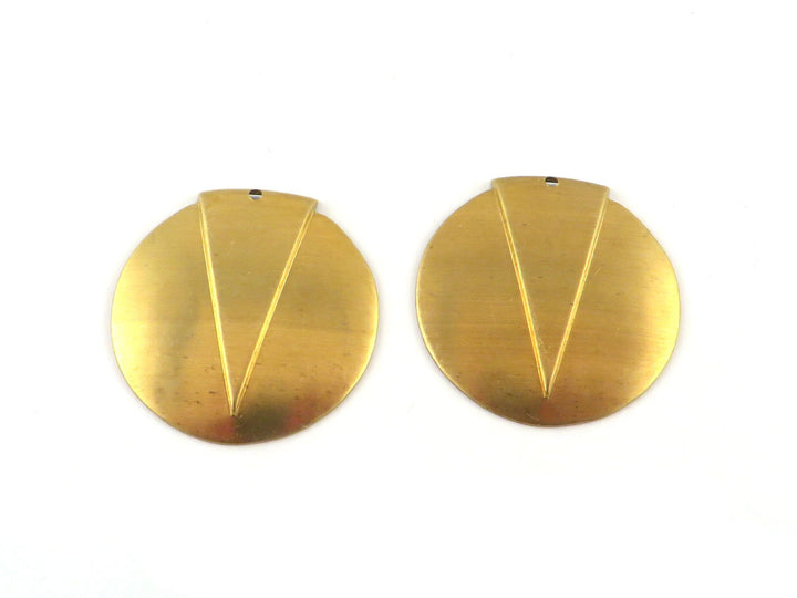 2x Breloque disque et triangle bombé Art déco (28mm) PV-268