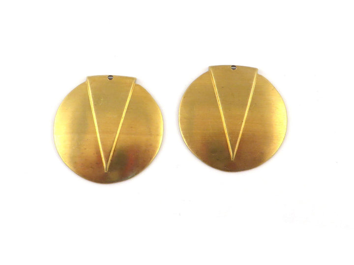 2x Breloque disque et triangle bombé Art déco (28mm) PV-268