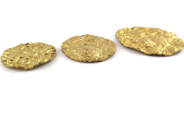 4x Breloque disque chiffonné texturé (16, 19, 21, 25mm) PV-264