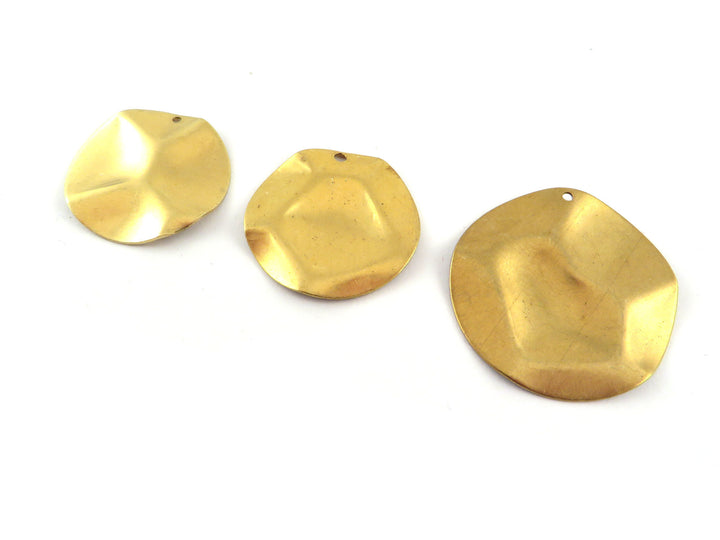 4x Breloque disque chiffonné bosselé (22, 24, 29mm) PV-265