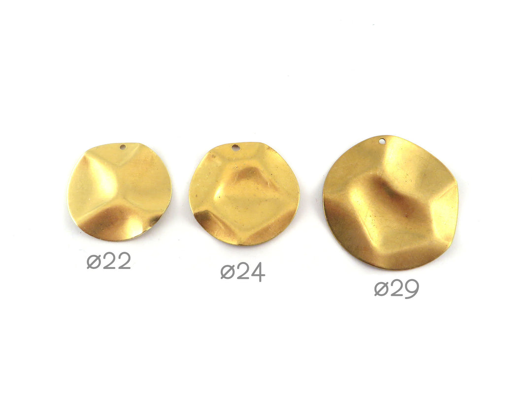 4x Breloque disque chiffonné bosselé (22, 24, 29mm) PV-265