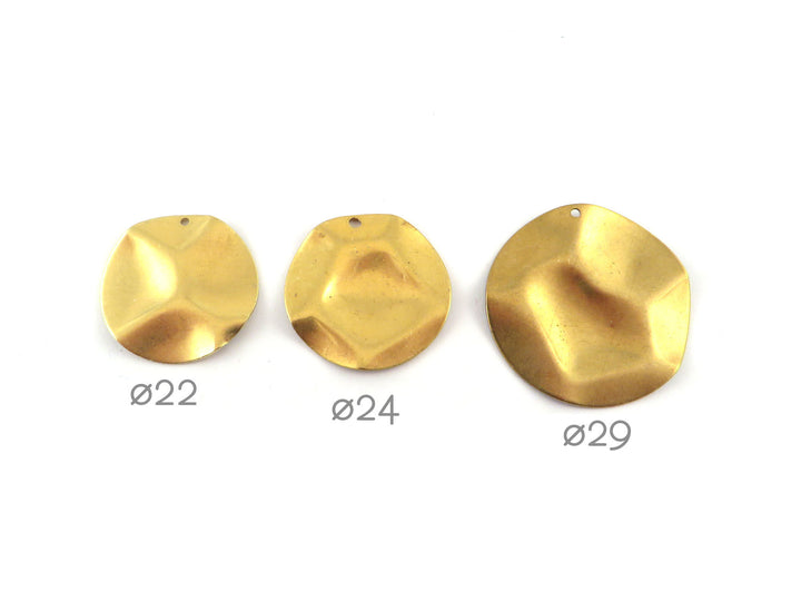 4x Breloque disque chiffonné bosselé (22, 24, 29mm) PV-265