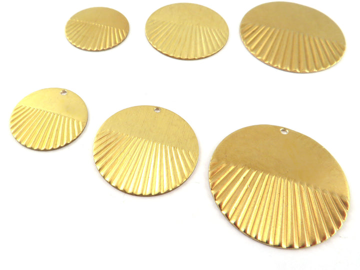 6x Breloque disque plissé vierge (16, 20 et 25mm) PP-183