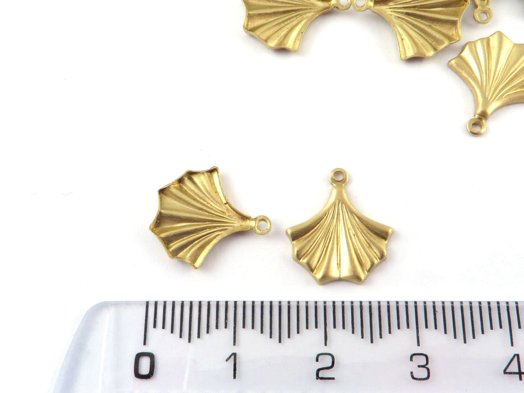 6x Breloque éventail vintage drapé plissé (12mmx13mm) PV-282