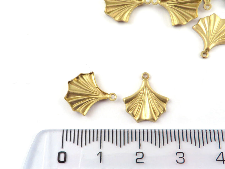 6x Breloque éventail vintage drapé plissé (12mmx13mm) PV-282