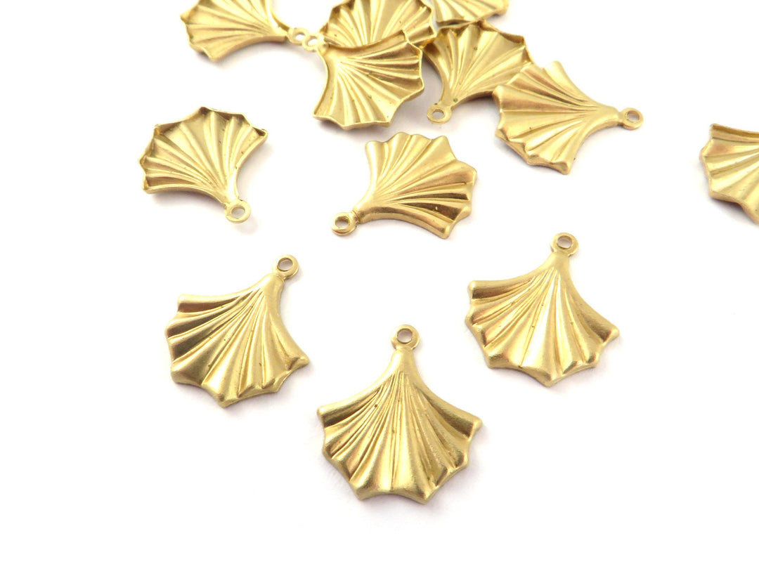 6x Breloque éventail vintage drapé plissé (12mmx13mm) PV-282