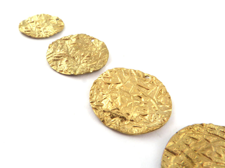 4x Breloque disque chiffonné texturé (16, 19, 21, 25mm) PV-264