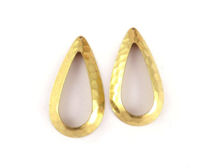 2x Breloque goutte ajourée martelée (19mm x 37mm) PV-223