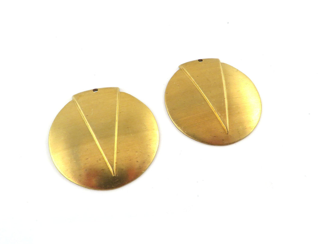 2x Breloque disque et triangle bombé Art déco (28mm) PV-268