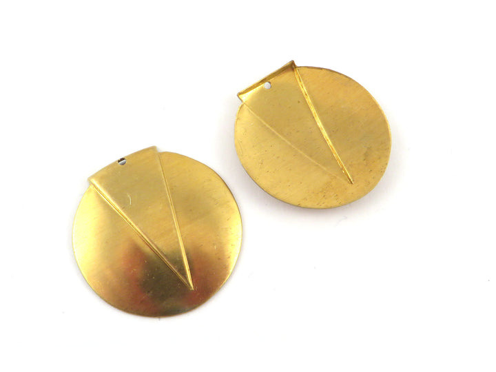 2x Breloque disque et triangle bombé Art déco (28mm) PV-268