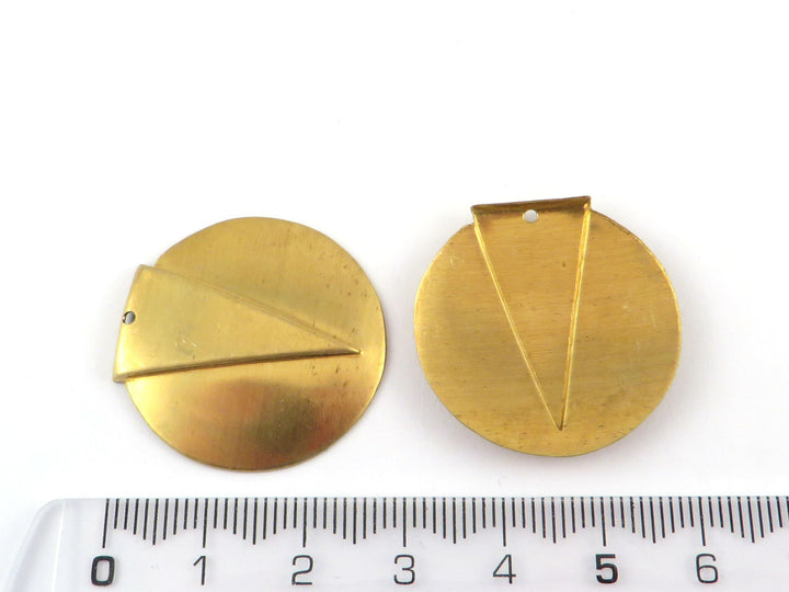 2x Breloque disque et triangle bombé Art déco (28mm) PV-268