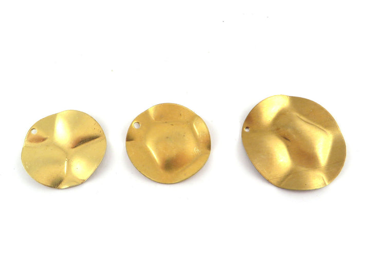 4x Breloque disque chiffonné bosselé (22, 24, 29mm) PV-265