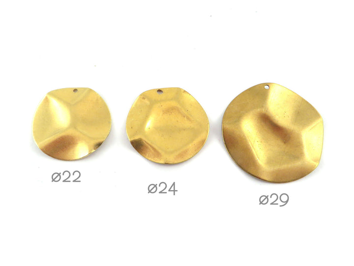 4x Breloque disque chiffonné bosselé (22, 24, 29mm) PV-265