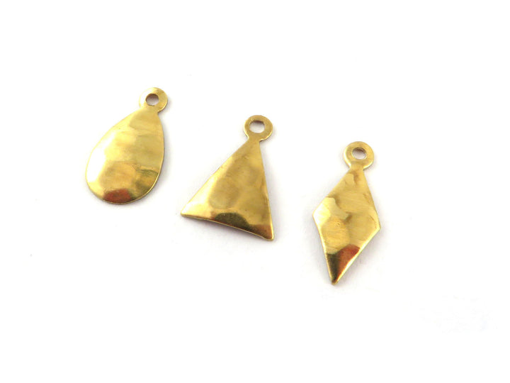 6x Breloque goutte triangle losange bombé martelée (3 designs) PV-271-PV-272-PV-273