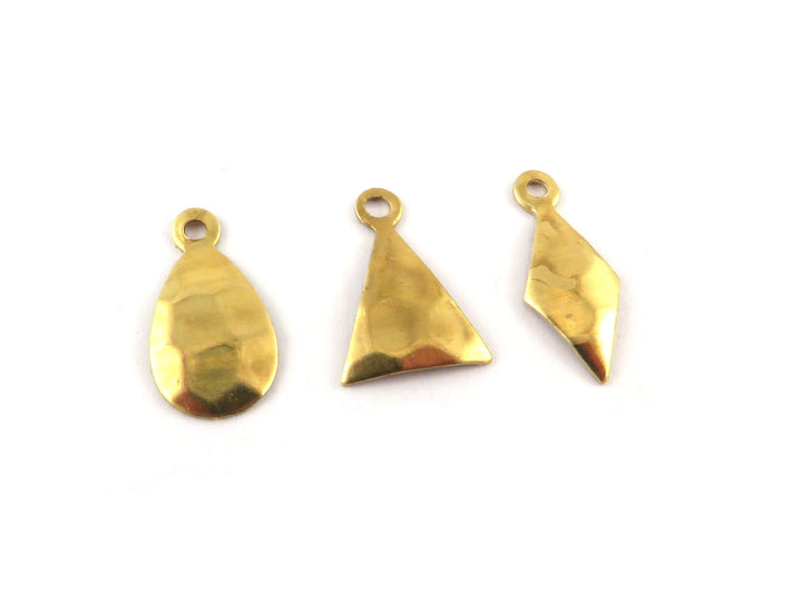 6x Breloque goutte triangle losange bombé martelée (3 designs) PV-271-PV-272-PV-273