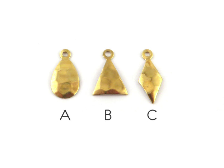 6x Breloque goutte triangle losange bombé martelée (3 designs) PV-271-PV-272-PV-273