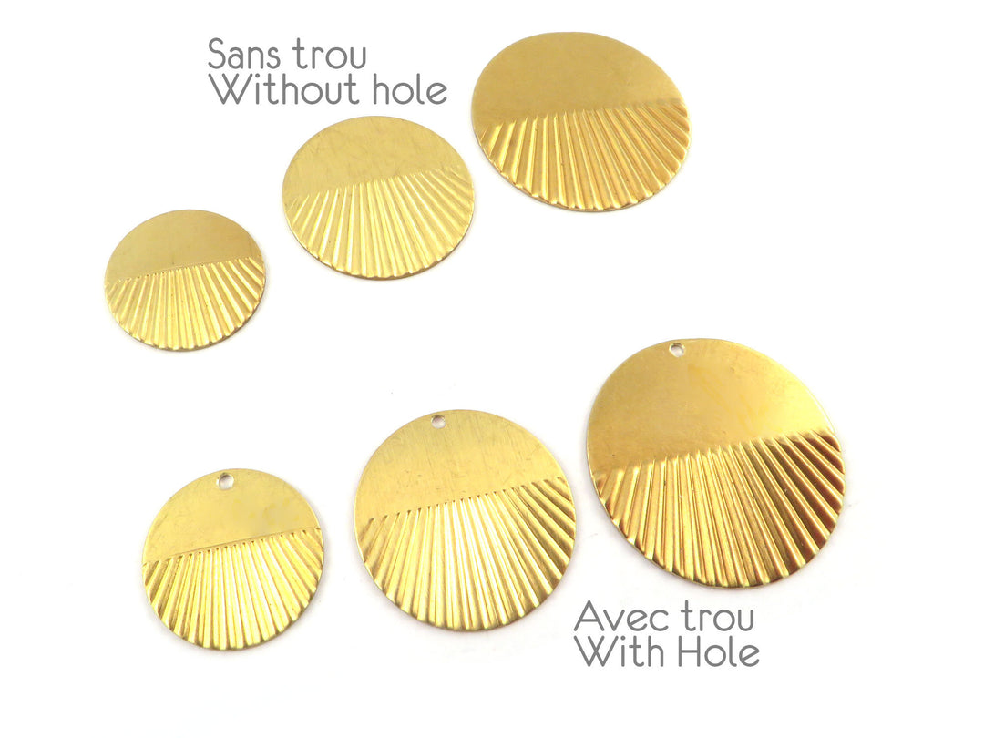 6x Breloque disque plissé vierge (16, 20 et 25mm) PP-183