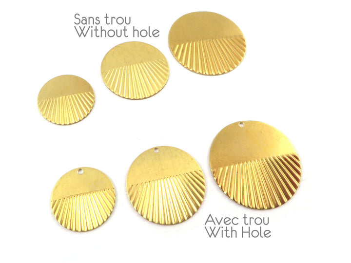 6x Breloque disque plissé vierge (16, 20 et 25mm) PP-183