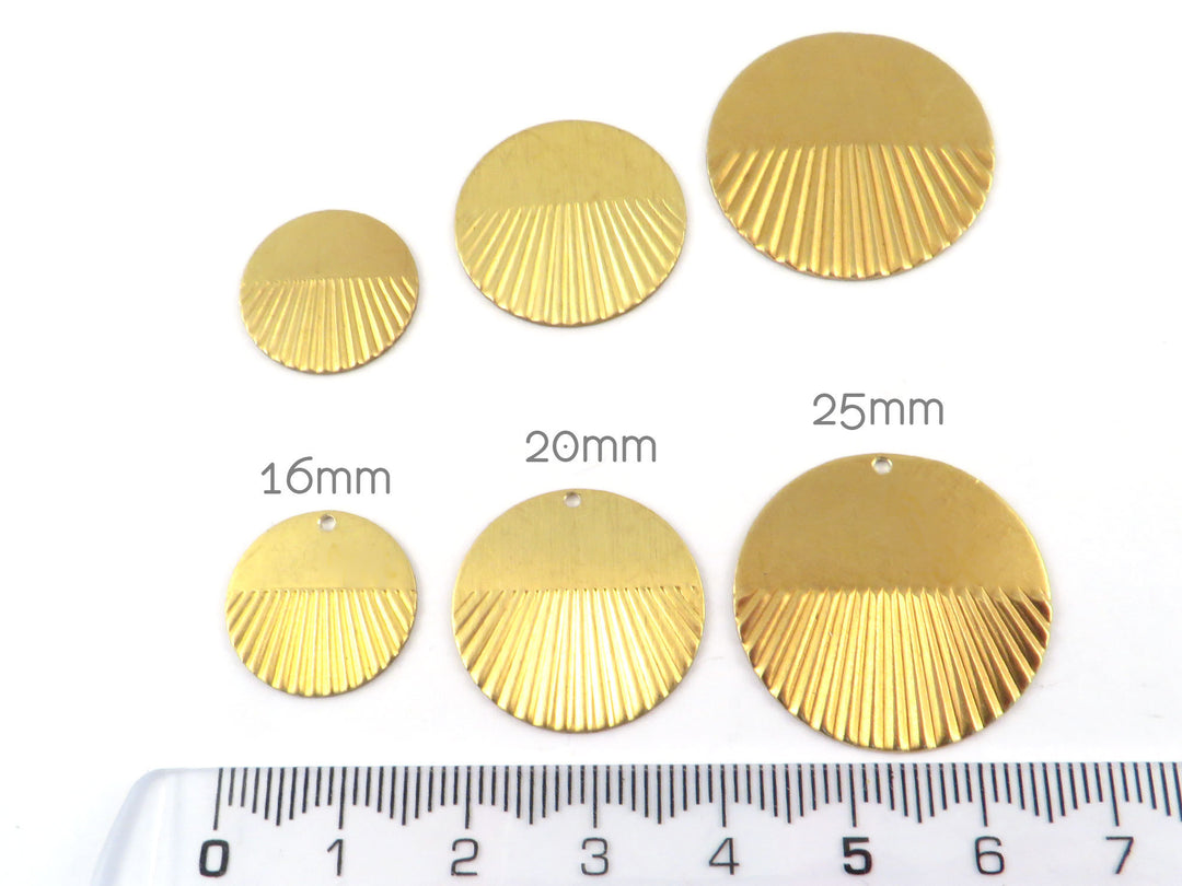 6x Breloque disque plissé vierge (16, 20 et 25mm) PP-183