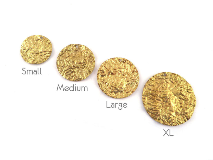 4x Breloque disque chiffonné texturé (16, 19, 21, 25mm) PV-264