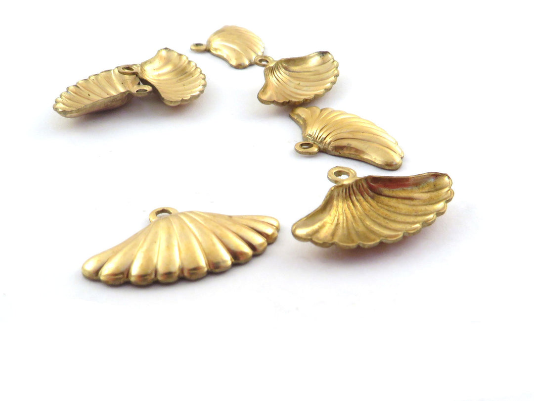 4x Breloque éventail bombé coquillage Art Déco (11mmx18mm) PV-276