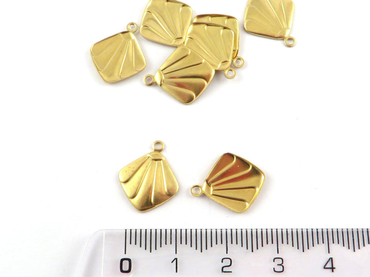 6x Breloque carré coquillage Art Déco (13mm x 15mm) PV-279