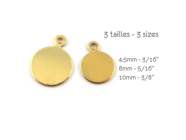 18x Breloque disque (4.5, 8 ou 10mm) PP-109