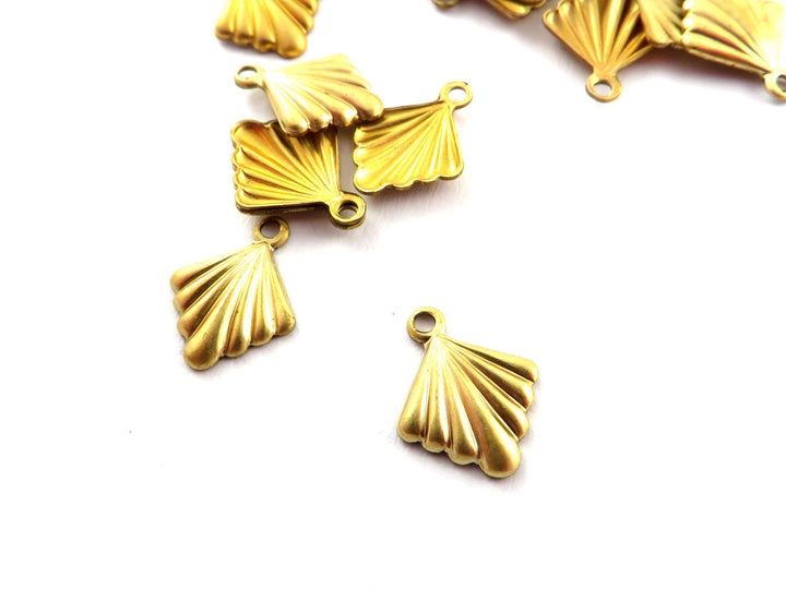 6x Breloque losange éventail vintage (8mm x 10mm) PV-277