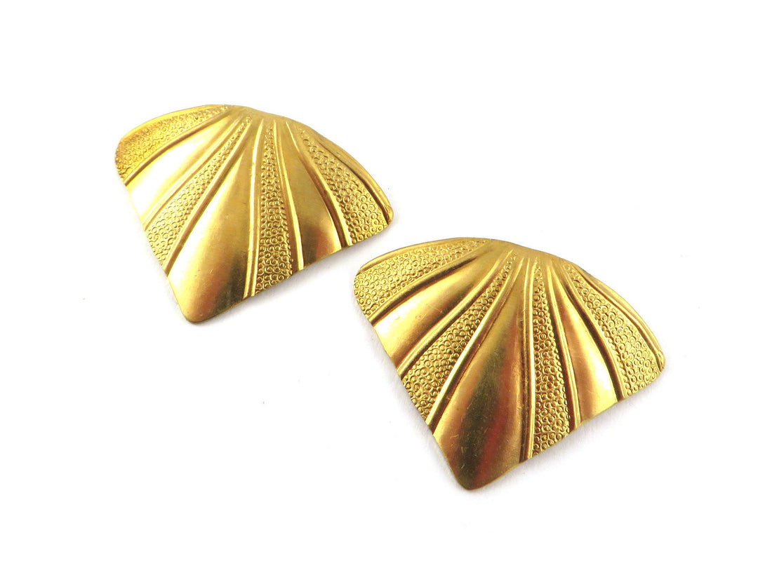 2x Pendentif  losange éventail bombé Art Déco vintage (32mm x 24mmm) PV-285