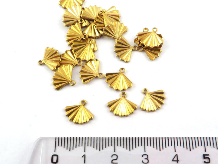 6x Breloque éventail plissé (9mm x 11mm) PV-280