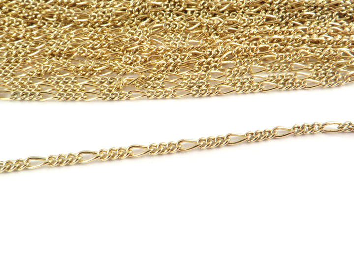 Chaîne figaro soudée 2.1mm, fil de 0.5mm - Laiton brut couleur dorée