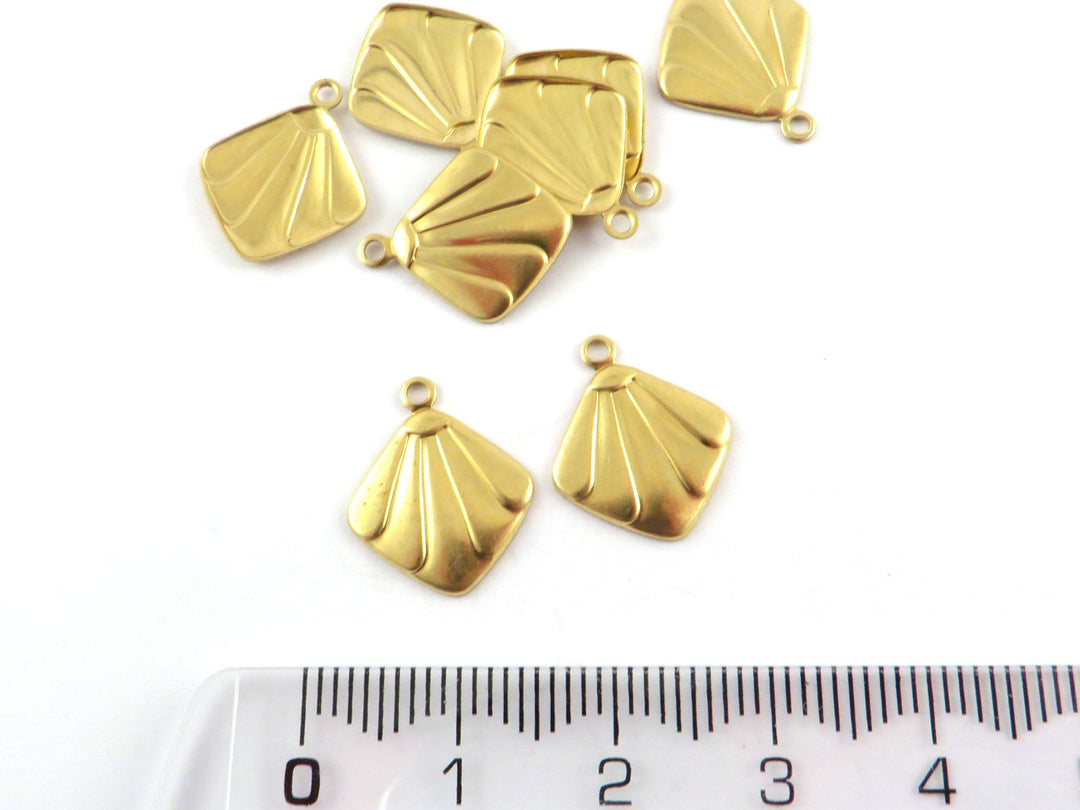 6x Breloque carré coquillage Art Déco (13mm x 15mm) PV-279