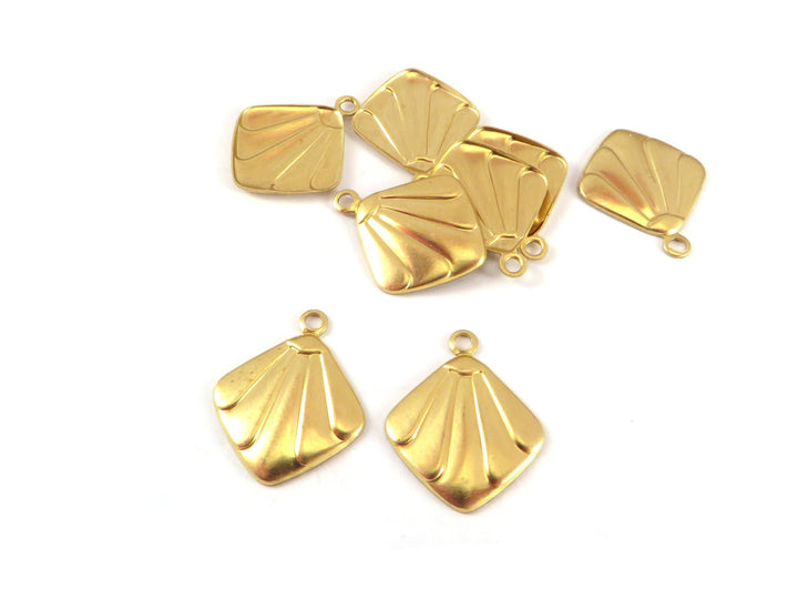 6x Breloque carré coquillage Art Déco (13mm x 15mm) PV-279