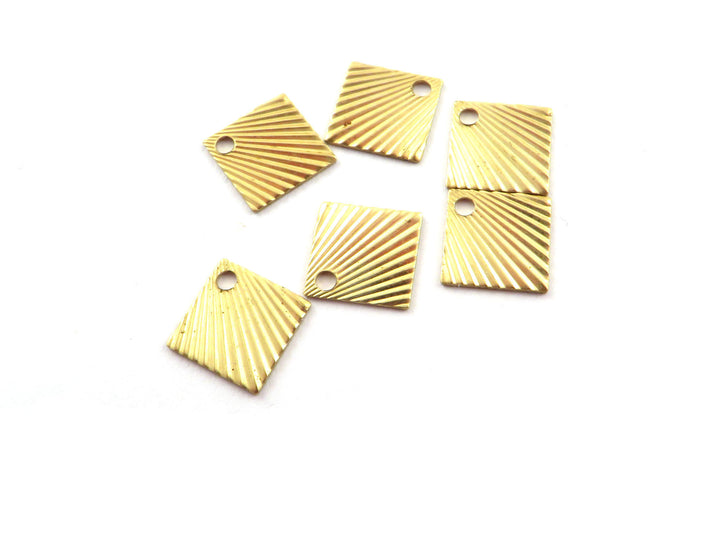 4x Breloque carré strié éventail (8mm) PP-309