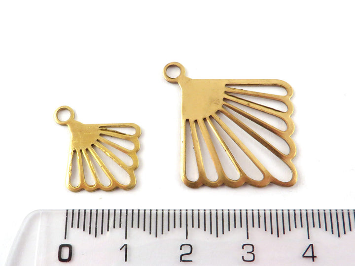 2x Breloque carré éventail Art Déco (2 tailles) PP-317