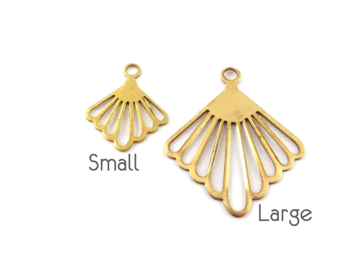 2x Breloque carré éventail Art Déco (2 tailles) PP-317