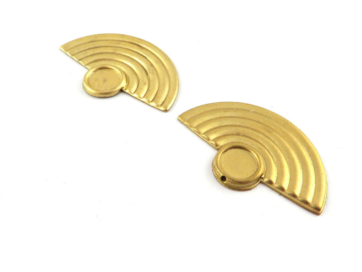 2x Breloque demi-lune support rond 6mm (21mm x 33mm) PV-286/PV-156