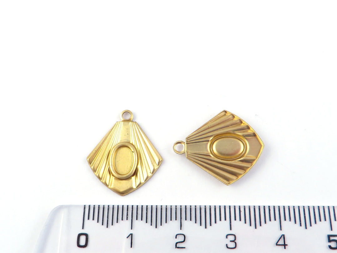 2x Breloque losange Art Déco support cabochon ovale (2 tailles) PV-292/PV-293