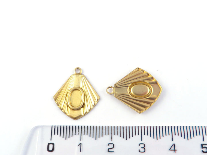 2x Breloque losange Art Déco support cabochon ovale (2 tailles) PV-292/PV-293
