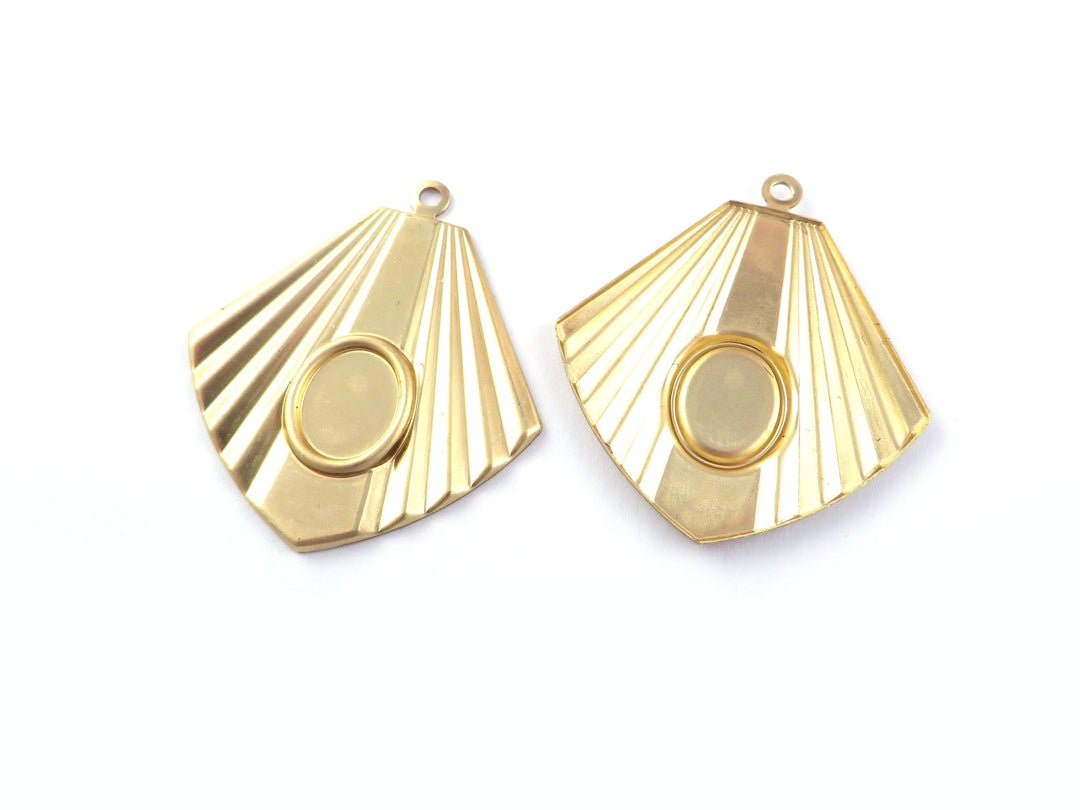 2x Breloque losange Art Déco support cabochon ovale (2 tailles) PV-292/PV-293