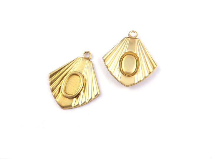 2x Breloque losange Art Déco support cabochon ovale (2 tailles) PV-292/PV-293