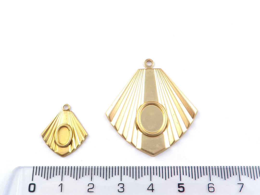 2x Breloque losange Art Déco support cabochon ovale (2 tailles) PV-292/PV-293