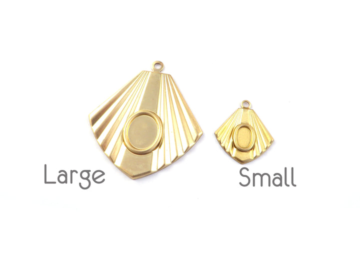 2x Breloque losange Art Déco support cabochon ovale (2 tailles) PV-292/PV-293